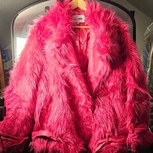 Hot pink faux fur jacket
